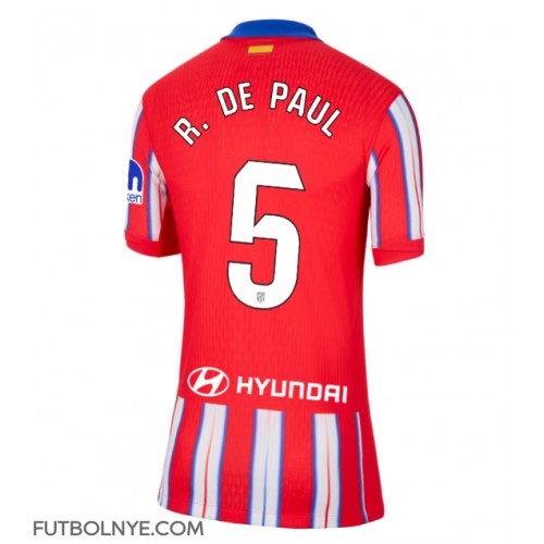 Camiseta Atletico Madrid Rodrigo De Paul #5 Primera Equipación para mujer 2024-25 manga corta